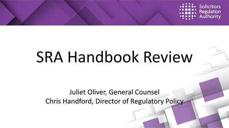 Objectives Share our early thinking on regulatory reform