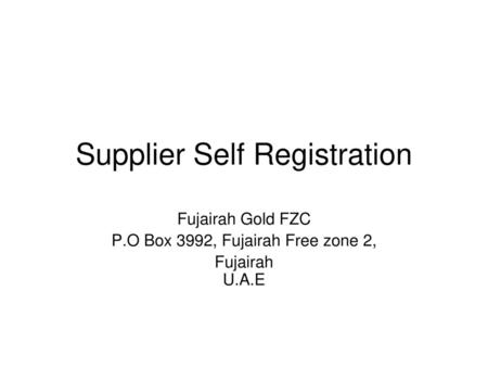 Supplier Self Registration