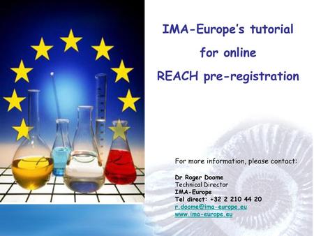 IMA-Europe’s tutorial REACH pre-registration