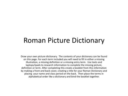 Roman Picture Dictionary