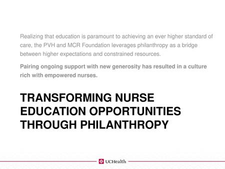 Transforming Nurse Education Opportunities Through Philanthropy