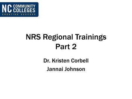 NRS Regional Trainings Part 2