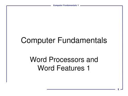 Computer Fundamentals