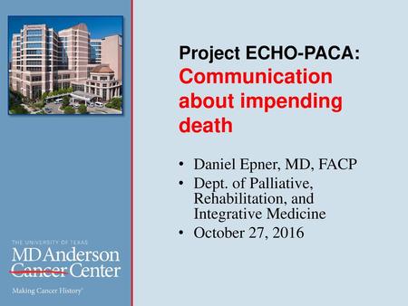 Project ECHO-PACA: Communication about impending death