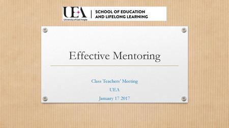 Class Teachers’ Meeting UEA January