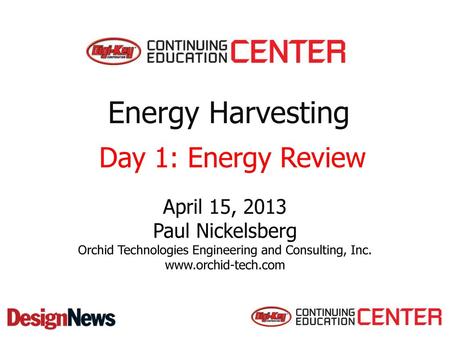 Energy Harvesting Day 1: Energy Review