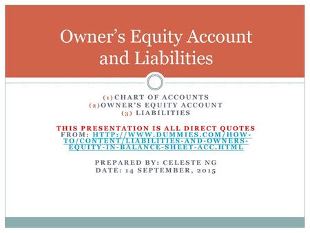 Owner’s Equity Account and Liabilities