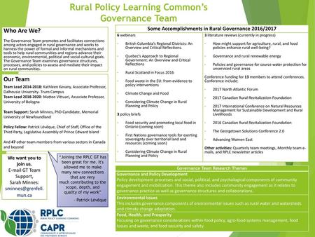 Rural Policy Learning Common’s Governance Team