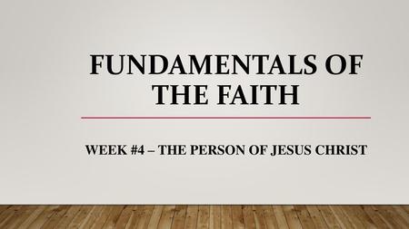 Fundamentals of the faith