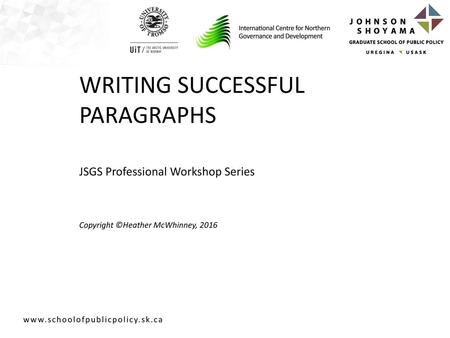 WRITING SUCCESSFUL PARAGRAPHS