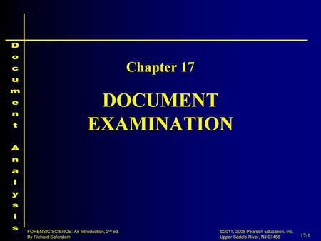 Chapter 17 DOCUMENT EXAMINATION.