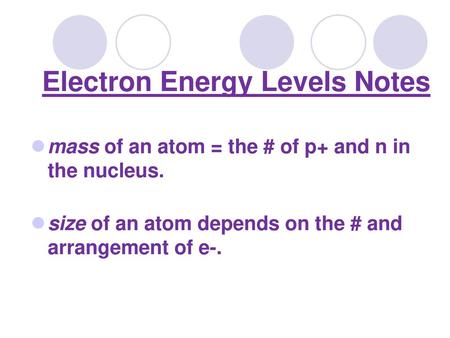 Electron Energy Levels Notes