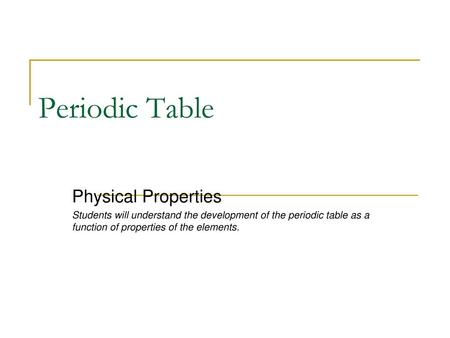 Periodic Table Physical Properties