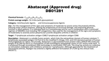 Abatacept (Approved drug) DB01281