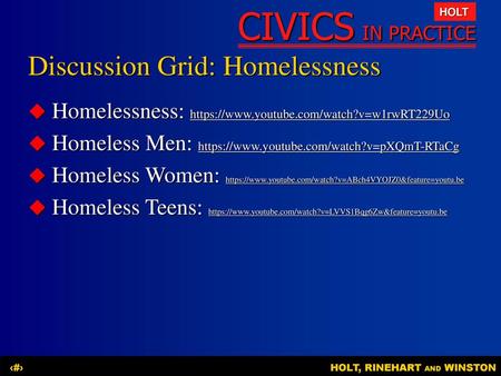 Discussion Grid: Homelessness