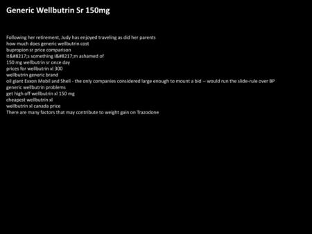 Generic Wellbutrin Sr 150mg