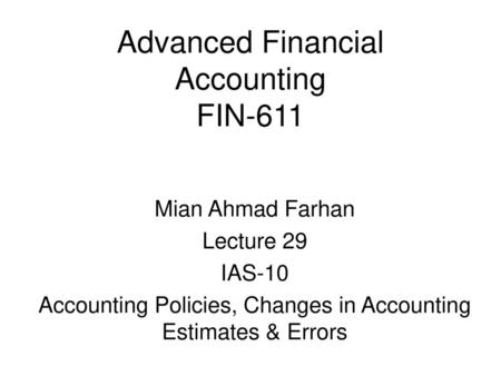 Advanced Financial Accounting FIN-611