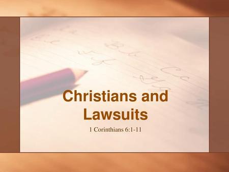 Christians and Lawsuits