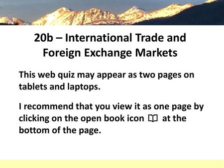 20b – International Trade and Foreign Exchange Markets