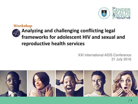 Workshop Analyzing and challenging conflicting legal frameworks for adolescent HIV and sexual and reproductive health services XXI International AIDS Conference.