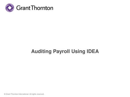 Auditing Payroll Using IDEA