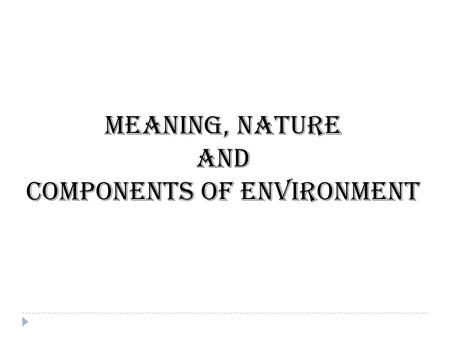 COMPONENTS OF ENVIRONMENT