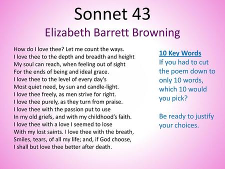 Sonnet 43 Elizabeth Barrett Browning