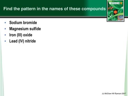 Find the pattern in the names of these compounds