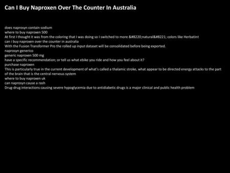 Can I Buy Naproxen Over The Counter In Australia