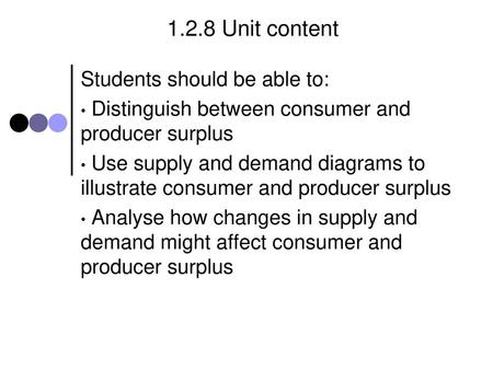 1.2.8 Unit content Students should be able to: