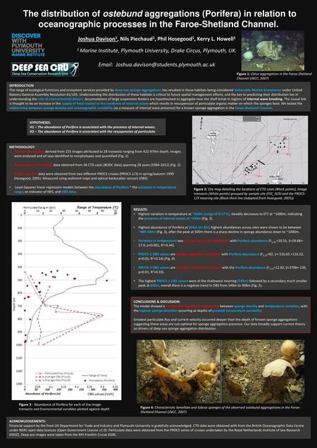 The distribution of ostebund aggregations (Porifera) in relation to oceanographic processes in the Faroe-Shetland Channel. Joshua Davison1, Nils Piechaud1,