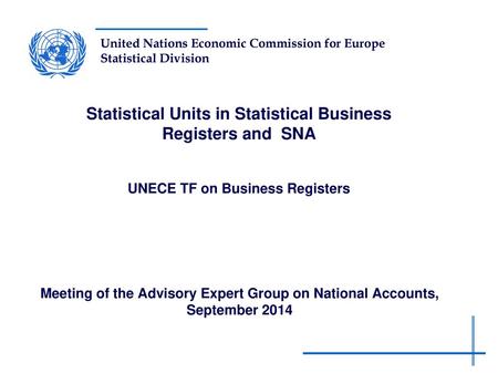 Statistical Units in Statistical Business Registers and SNA