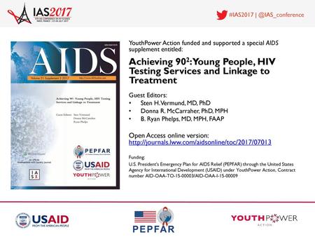 YouthPower Action funded and supported a special AIDS supplement entitled: Achieving 902: Young People, HIV Testing Services and Linkage to Treatment.