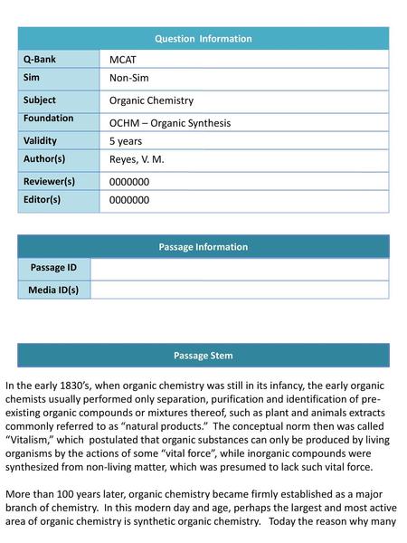 OCHM – Organic Synthesis