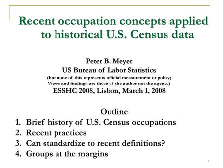 Recent occupation concepts applied to historical U.S. Census data