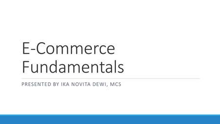 E-Commerce Fundamentals