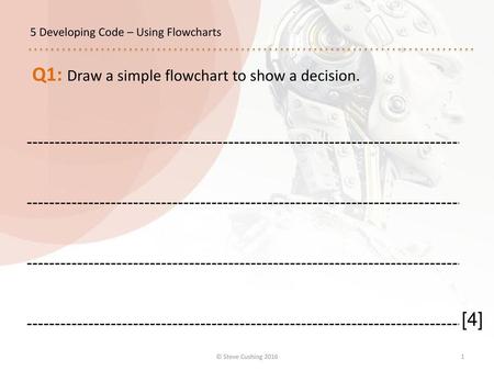 Q1: Draw a simple flowchart to show a decision.