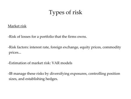 Types of risk Market risk