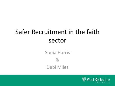 Safer Recruitment in the faith sector