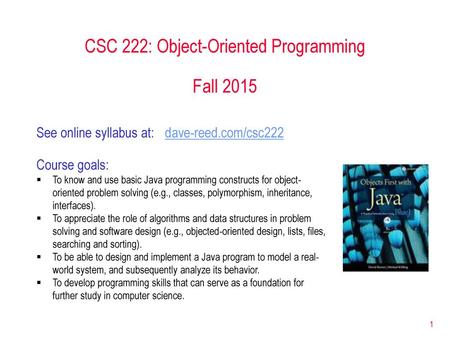 CSC 222: Object-Oriented Programming