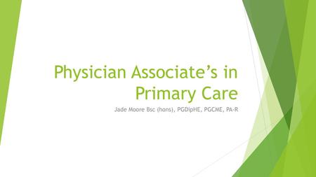 Physician Associate’s in Primary Care