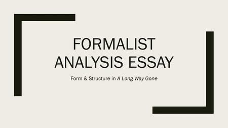 Formalist Analysis Essay