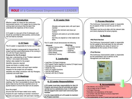 ROLE of a Continuous Improvement LEADER