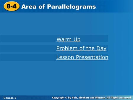 Area of Parallelograms