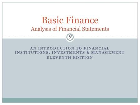 Basic Finance Analysis of Financial Statements