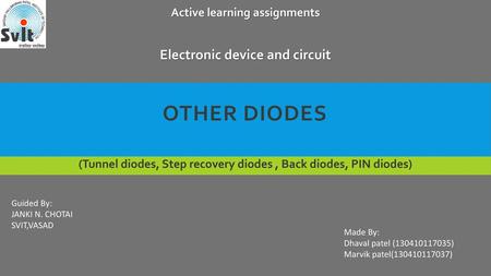 Other diodes Electronic device and circuit Active learning assignments