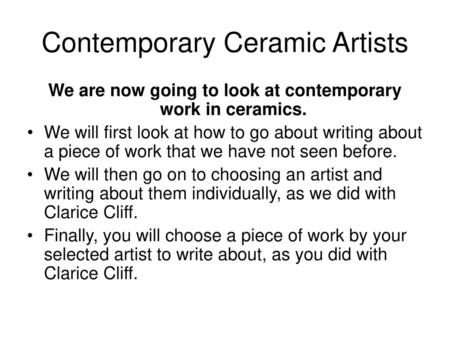 Contemporary Ceramic Artists