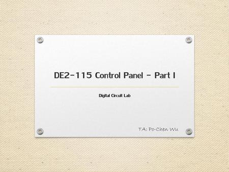 DE2-115 Control Panel - Part I