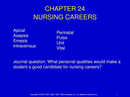 CHAPTER 24 NURSING CAREERS