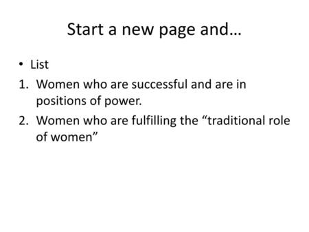 Start a new page and… List